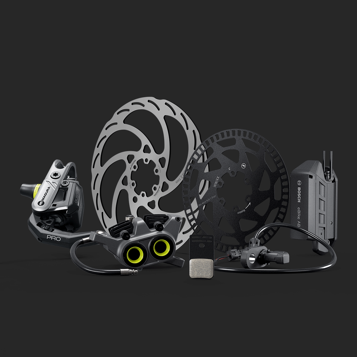 Components of the MAGURA Gustav Pro with Bosch eBike ABS.