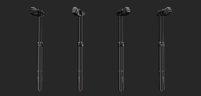 Four MAGURA VYRON MDS-V3 seat posts side by side in a row.