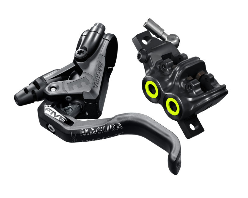 MAGURA HC brake lever made of aluminum with one-piece forged 4-piston brake caliper.